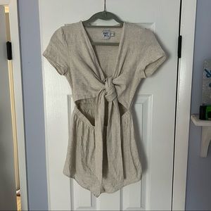 Ragnar Tie Front Romper in Beige